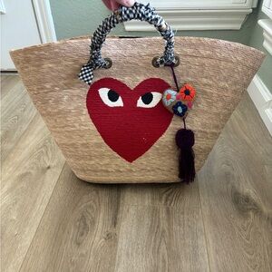 Heart Straw Bag with Velcro Closure
